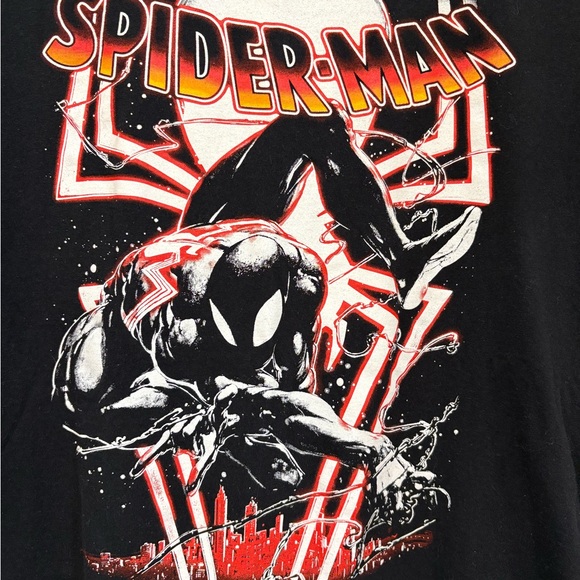 Marvel Spider Man Tee Shirt Symbiote Black Suit Black/Red Short Sleeve Mens Sz L - Picture 2 of 6